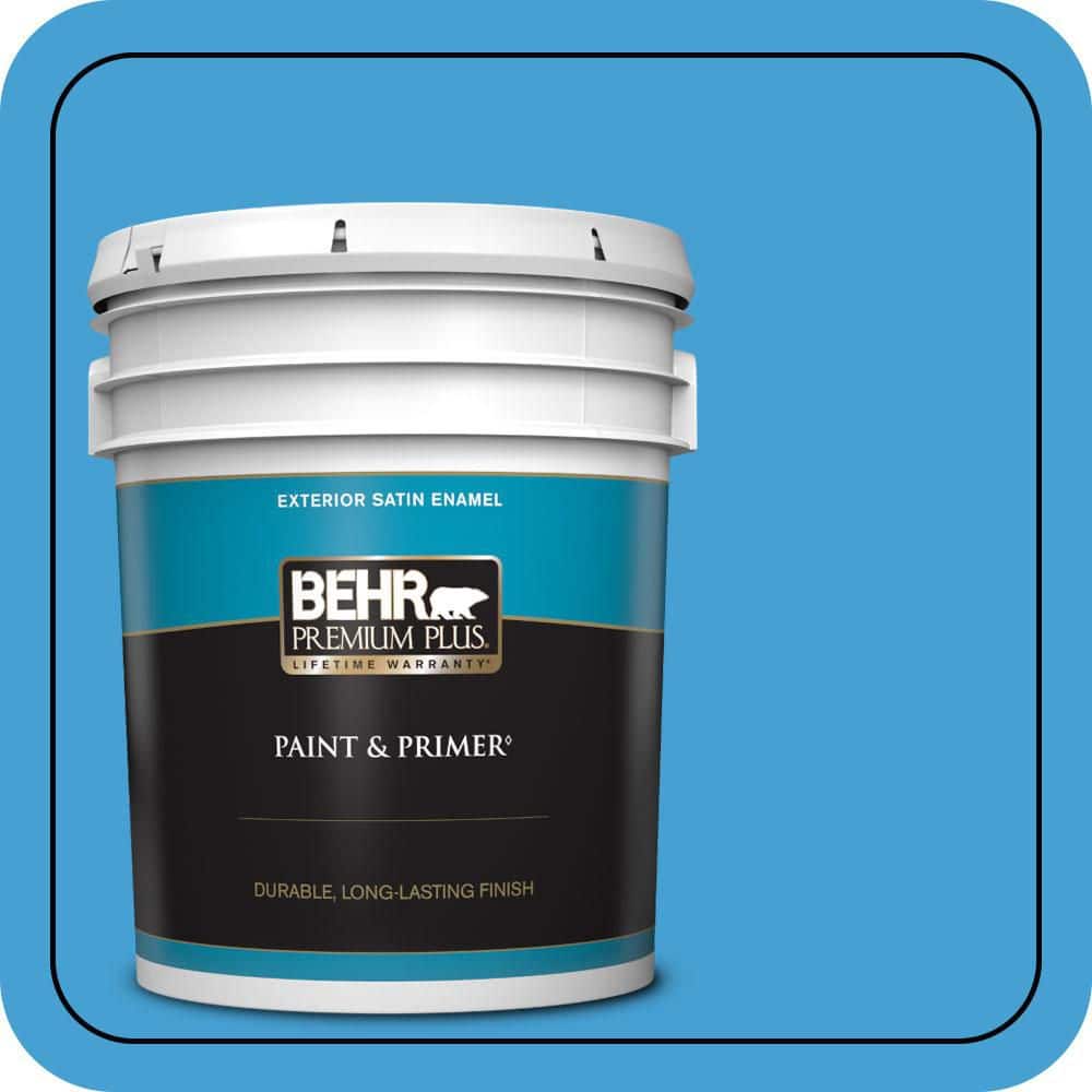 BEHR PREMIUM PLUS 5 gal. #P500-5 Peaceful River Satin Enamel Exterior Paint & Primer