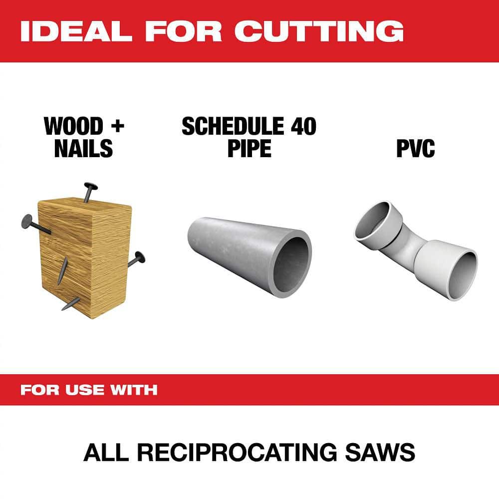 Milwaukee 8/12 Teeth per Multi-Material Cutting Sawzall Reciprocating Saw Blades (2)
