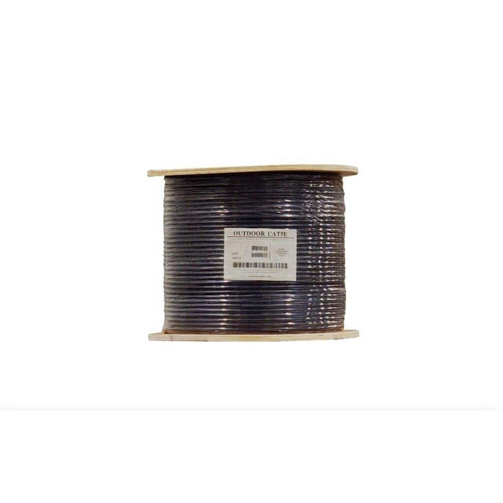 Micro Connectors, Inc CAT 5E 1000 ft. Black 24AWG / 8-Conductors Solid Copper UTP Ethernet Data Cable Outdoor Direct Burial (3)