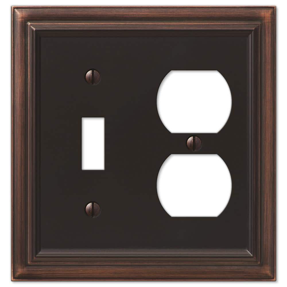 AMERELLE Continental 2 Gang 1-Toggle and 1-Duplex Metal Wall Plate