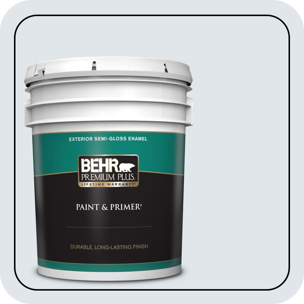 BEHR PREMIUM PLUS 5 gal. #590E-1 Lavender Ice Semi-Gloss Enamel Exterior Paint & Primer