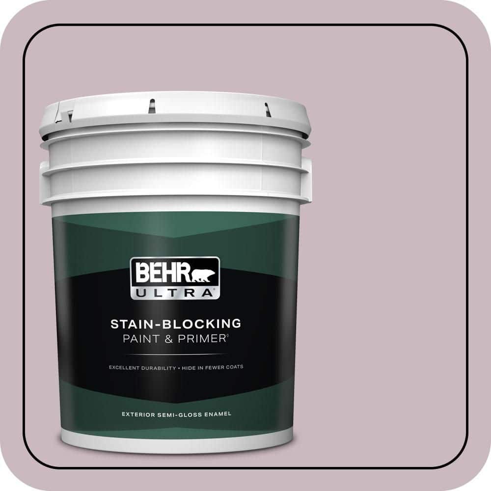 BEHR ULTRA 5 gal. #690E-3 Iris Pink Semi-Gloss Enamel Exterior Paint & Primer