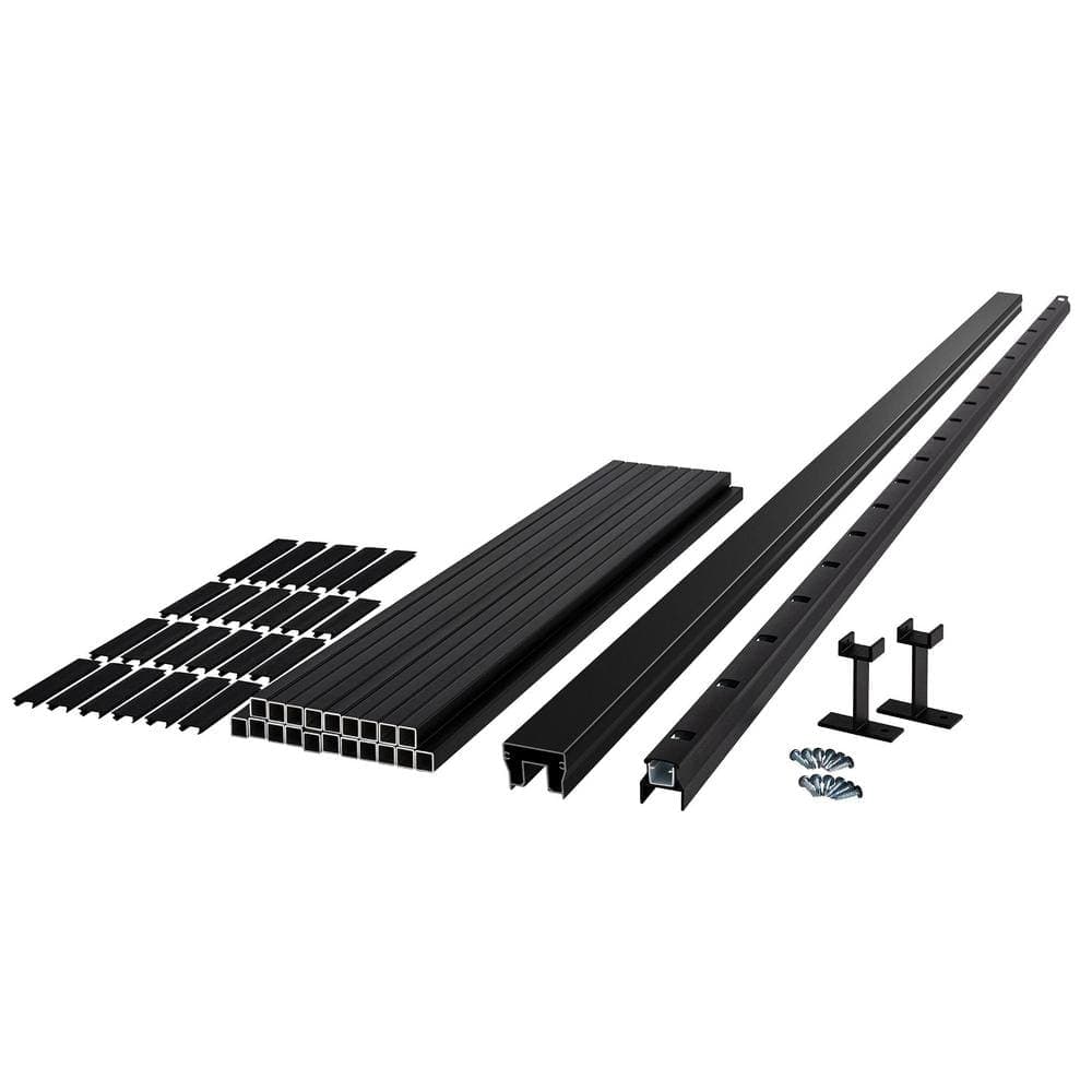 Fiberon Cityside Black Contemporary Aluminum 36 in. H x 96 in. W (Actual Size: 36 in. x 94 in.) Line Rail Kit (1)