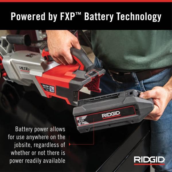 RIDGID 60-Volt FXP Power Drive Compact Handheld Heavy-Duty Pipe Threading Machine for 12-R Die Heads Tool and Support Arm Only (3)