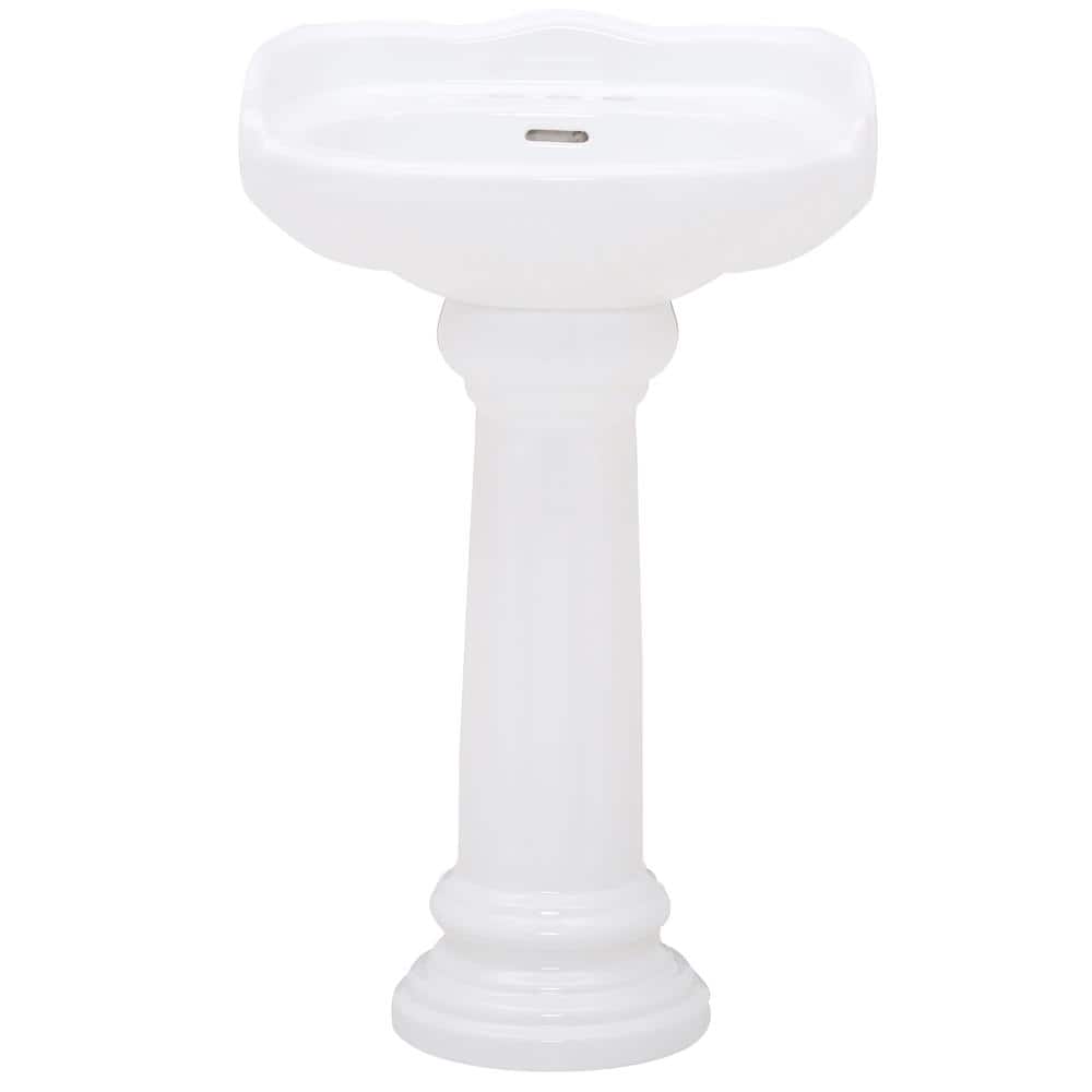 Pegasus Vicki 22 in. Pedestal Combo Bathroom Round Vessel Sink in White (3)