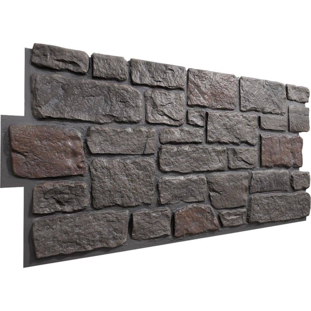Ekena Millwork EverStone Cobblestone Faux Stone Panel, 48"W x 23 3/4"H x 1 1/8"D, Earth Color (3)