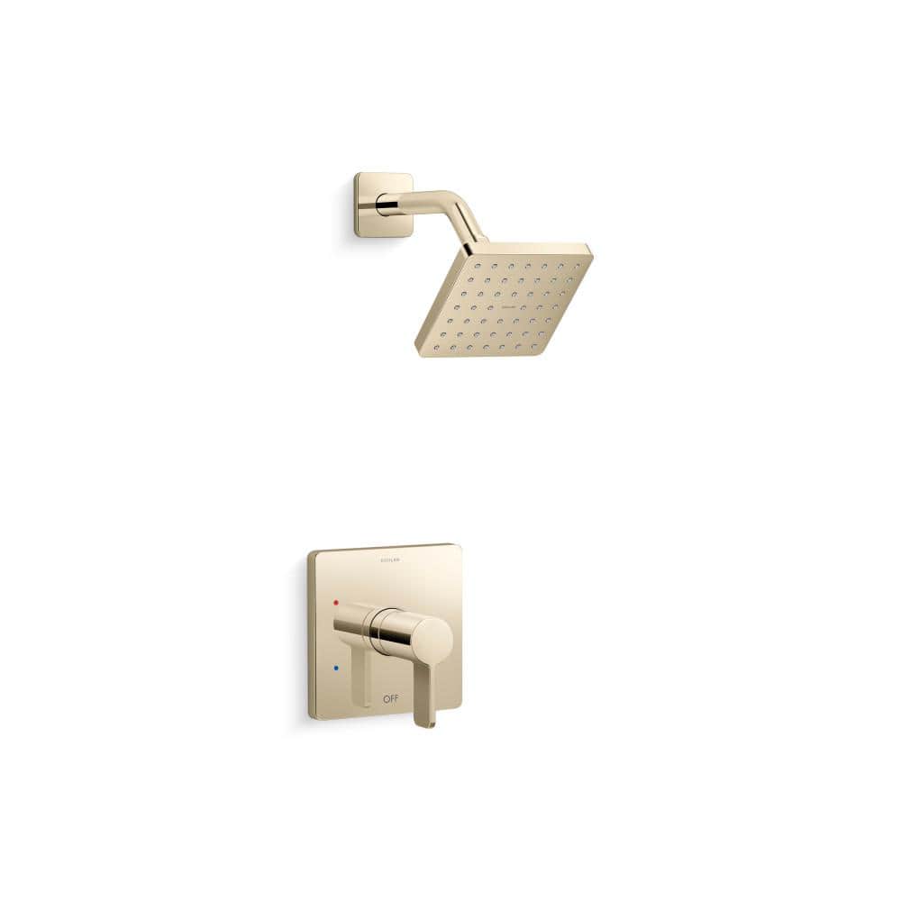 KOHLER Parallel Rite-Temp Single Handle Shower Trim Kit With Lever Handle 1.75 GPM in Vibrant French Gold