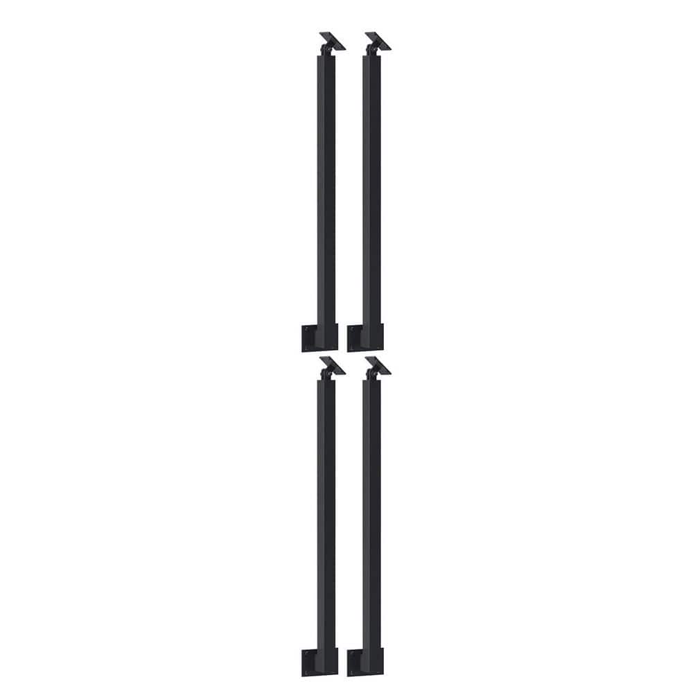Afoxsos 35.43 in. H x 1.57 in. W Black Metal Stair Railing Kit with 270° Adjustable Railing Spindles for Steps Balconies Decks (1)