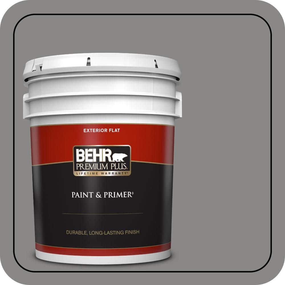BEHR PREMIUM PLUS 5 gal. #PPU26-04 Falcon Gray Flat Exterior Paint & Primer
