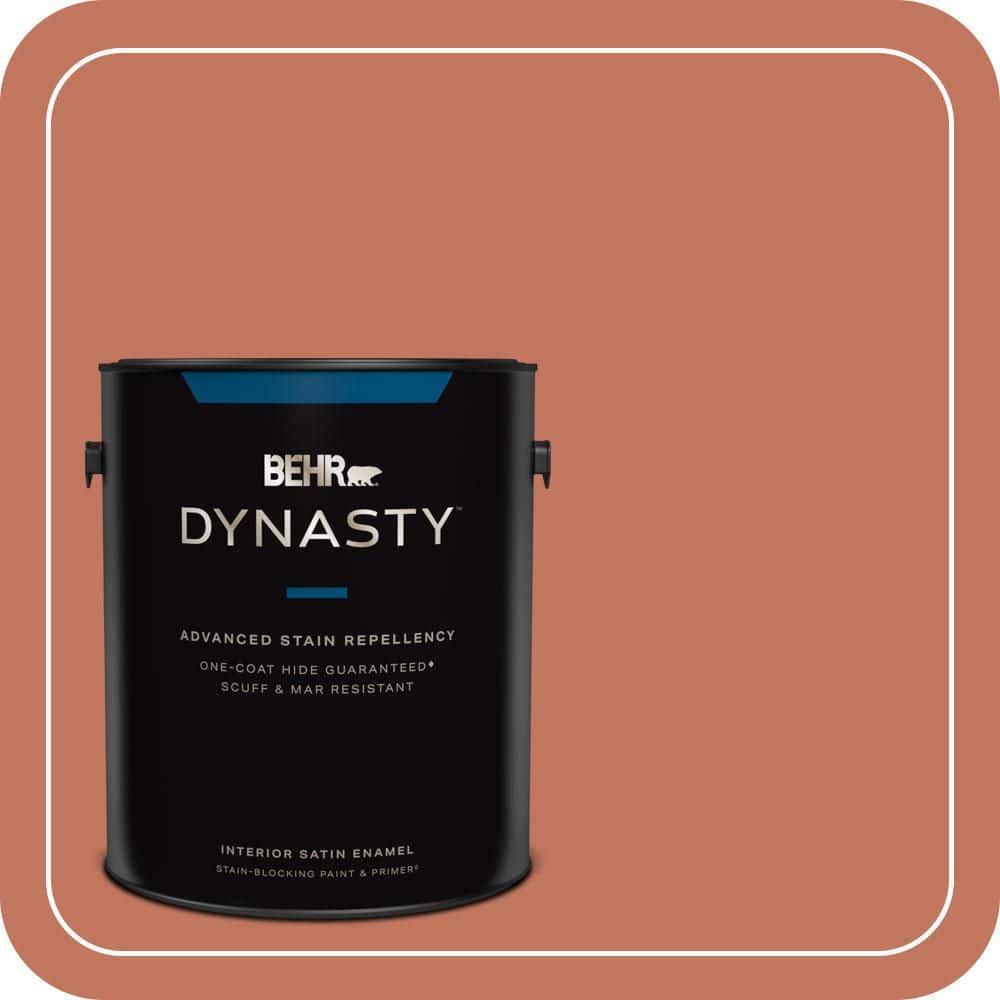 BEHR DYNASTY 1 gal. #PMD-11 Warm Terra Cotta Satin Enamel Interior Stain-Blocking Paint and Primer