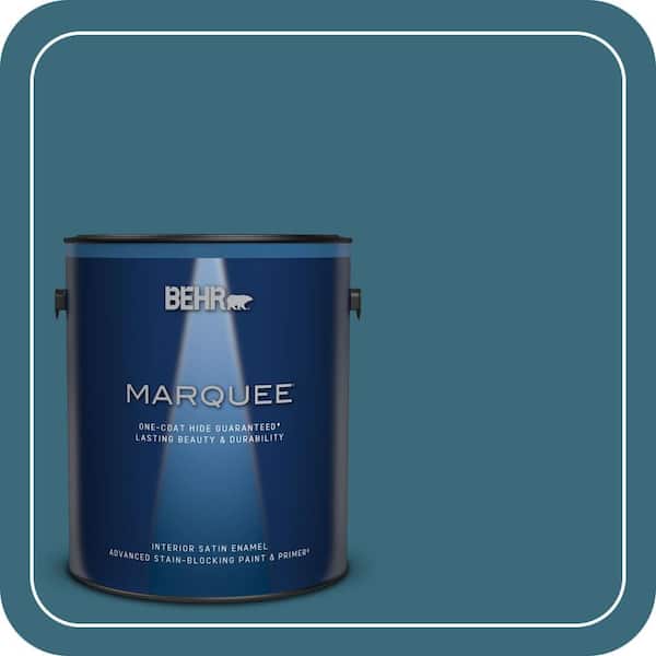 BEHR MARQUEE 1 gal. #S460-6 Mammoth Mountain One-Coat Hide Satin Enamel Interior Paint & Primer (2)
