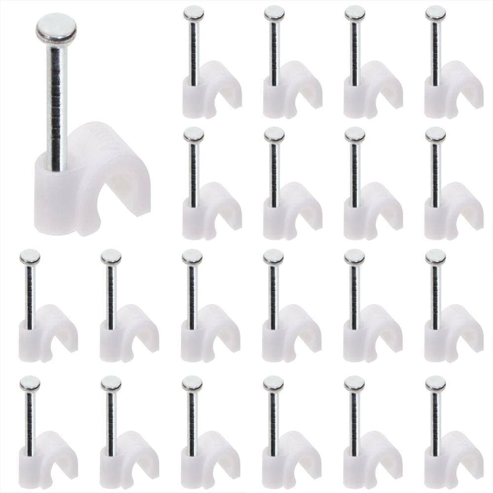 Unbranded 4 mm White Plastic Cable Clips with Steel Nails for Ethernet, Coax and Extension Cord Routing, 100 Pack (1)