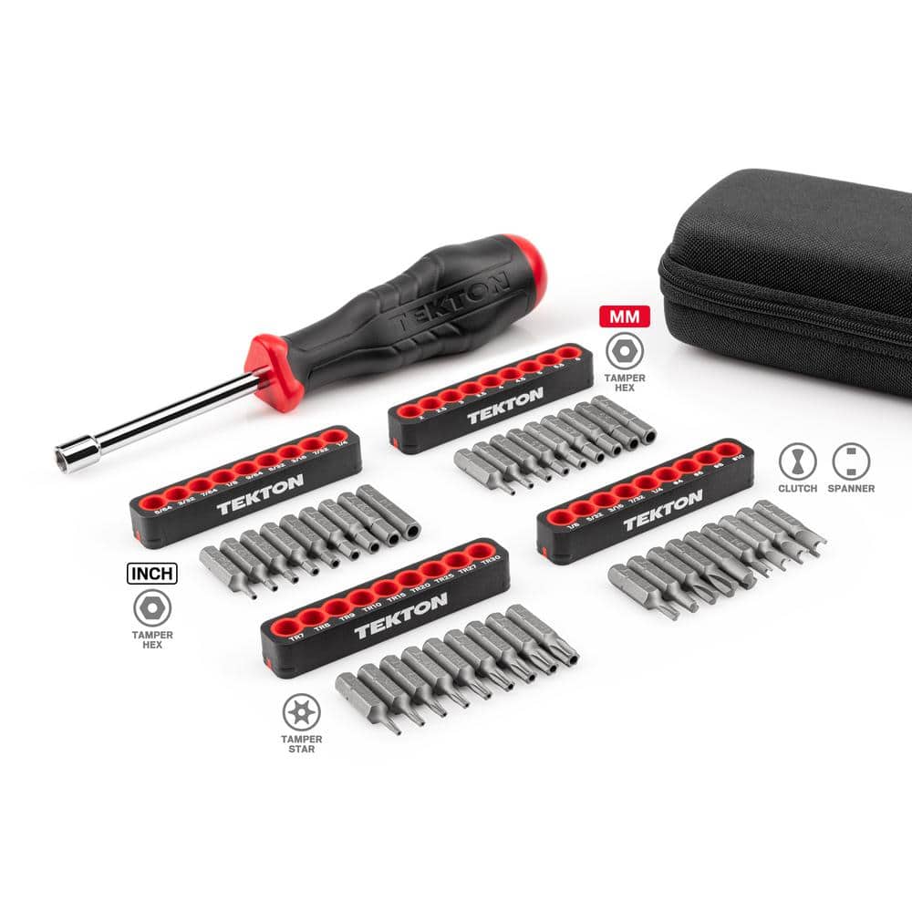 TEKTON 1/4 in. Combination Security Bit Screwdriver and Bit Set with Case, 37-Piece (3)