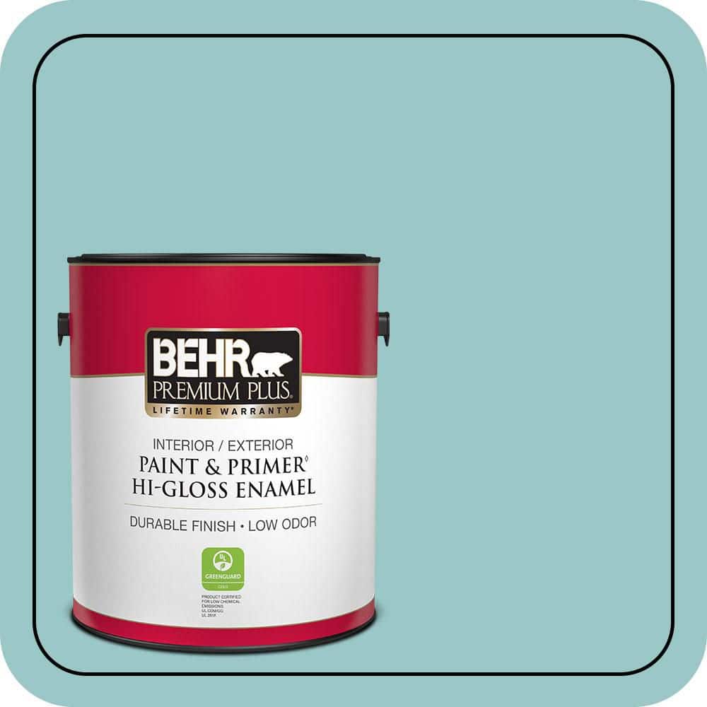BEHR PREMIUM PLUS 1 gal. #MQ6-08 Aquifer Hi-Gloss Enamel Interior/Exterior Paint & Primer