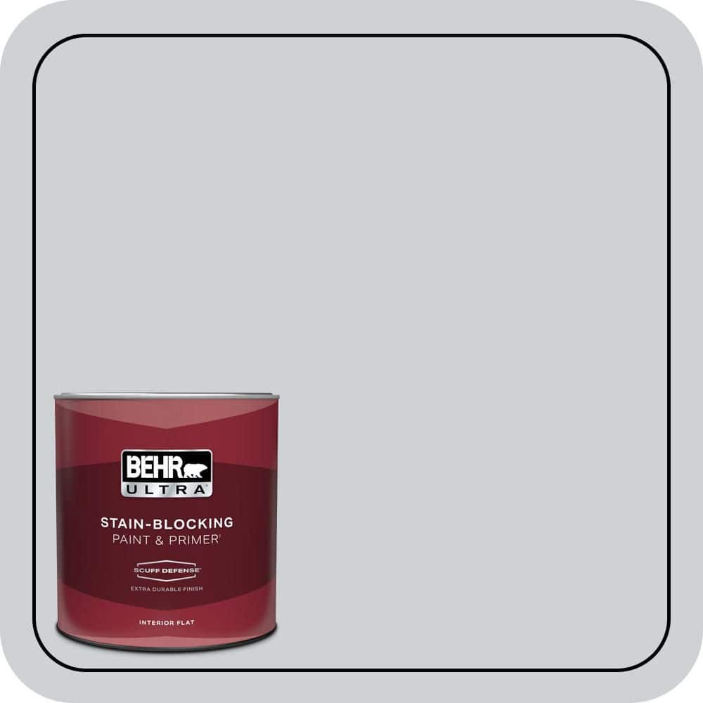 BEHR ULTRA 1 qt. #N510-1 Silver Shadow Extra Durable Flat Interior Paint & Primer