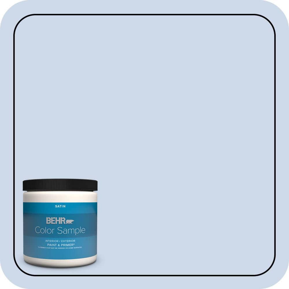 BEHR PREMIUM PLUS 8 oz. #610C-2 Calm Water Satin Enamel Interior/Exterior Paint & Primer Color Sample