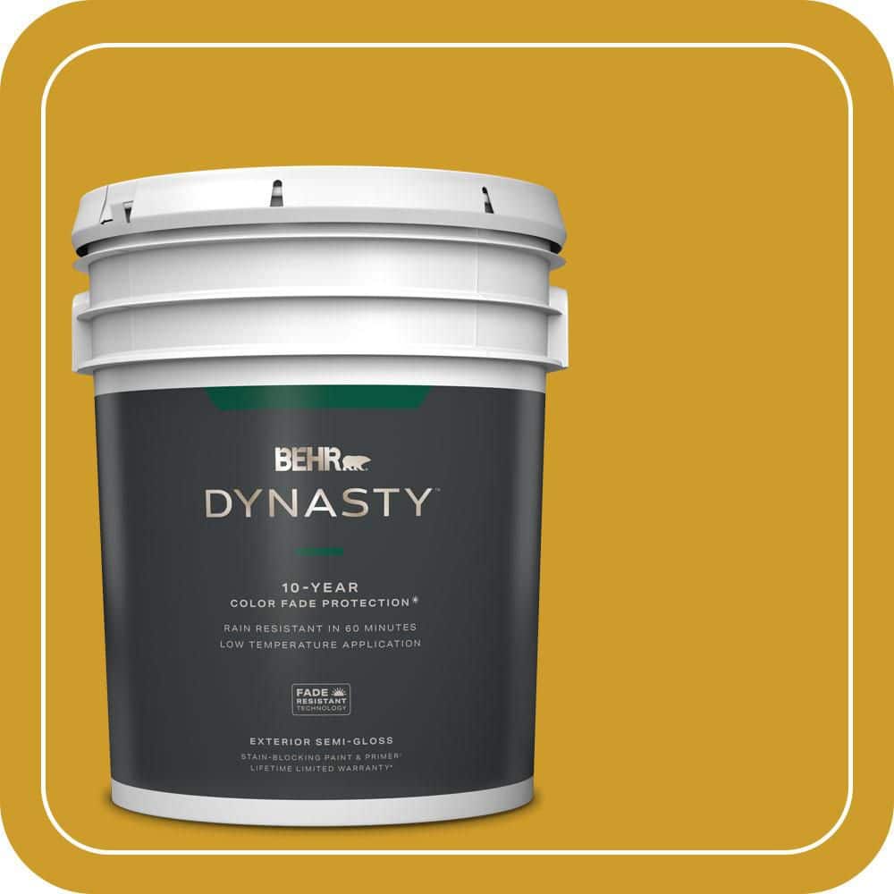 BEHR DYNASTY 5 gal. #T16-09 Citronne Semi-Gloss Exterior Stain-Blocking Paint & Primer