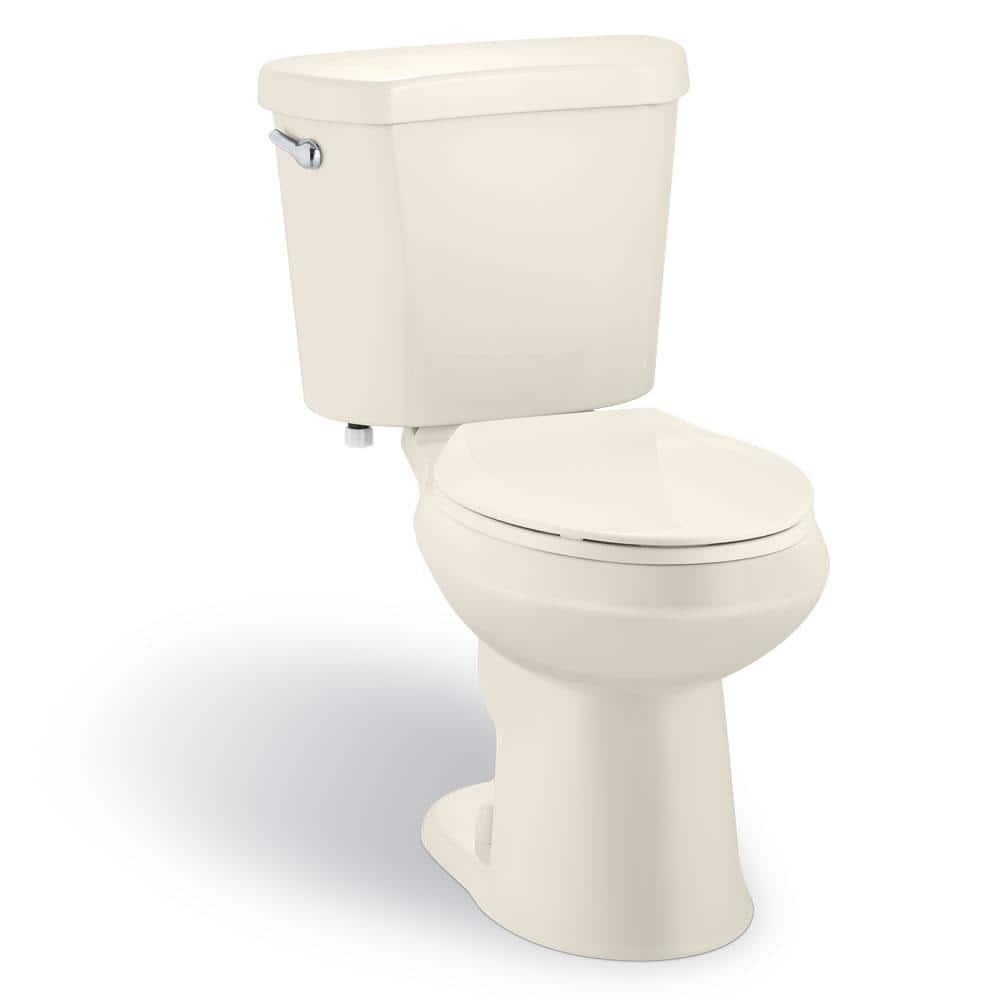 Glacier Bay 12 in. Rough In Two-Piece 1.28 GPF Single Flush Elongated Toilet in Bone, Seat Included