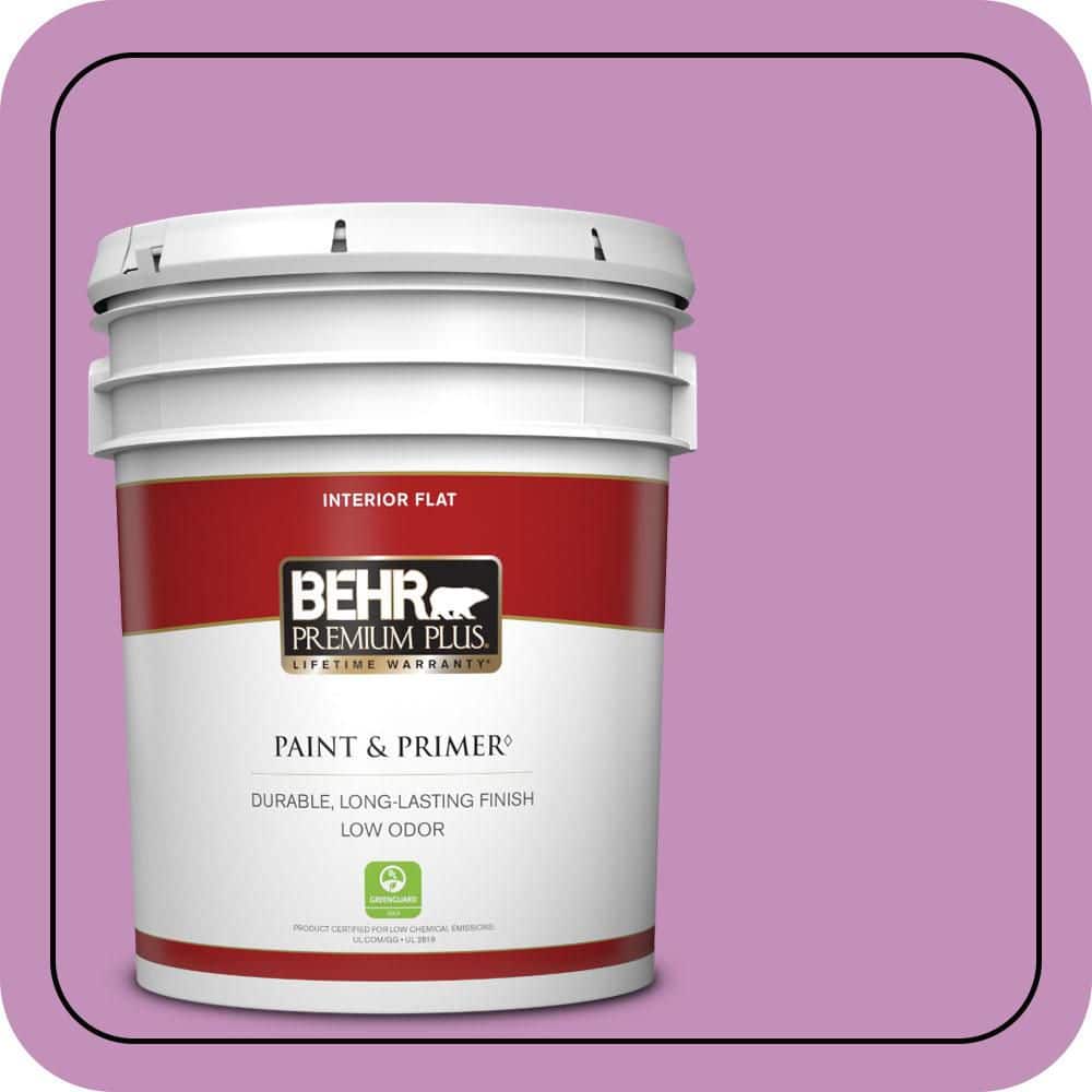 BEHR PREMIUM PLUS 5 gal. #670B-5 Pretty Petunia Flat Low Odor Interior Paint & Primer