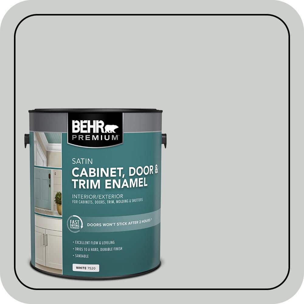 BEHR PREMIUM 1 gal. #N460-2 Planetary Silver Satin Enamel Interior/Exterior Cabinet, Door & Trim Paint (1)