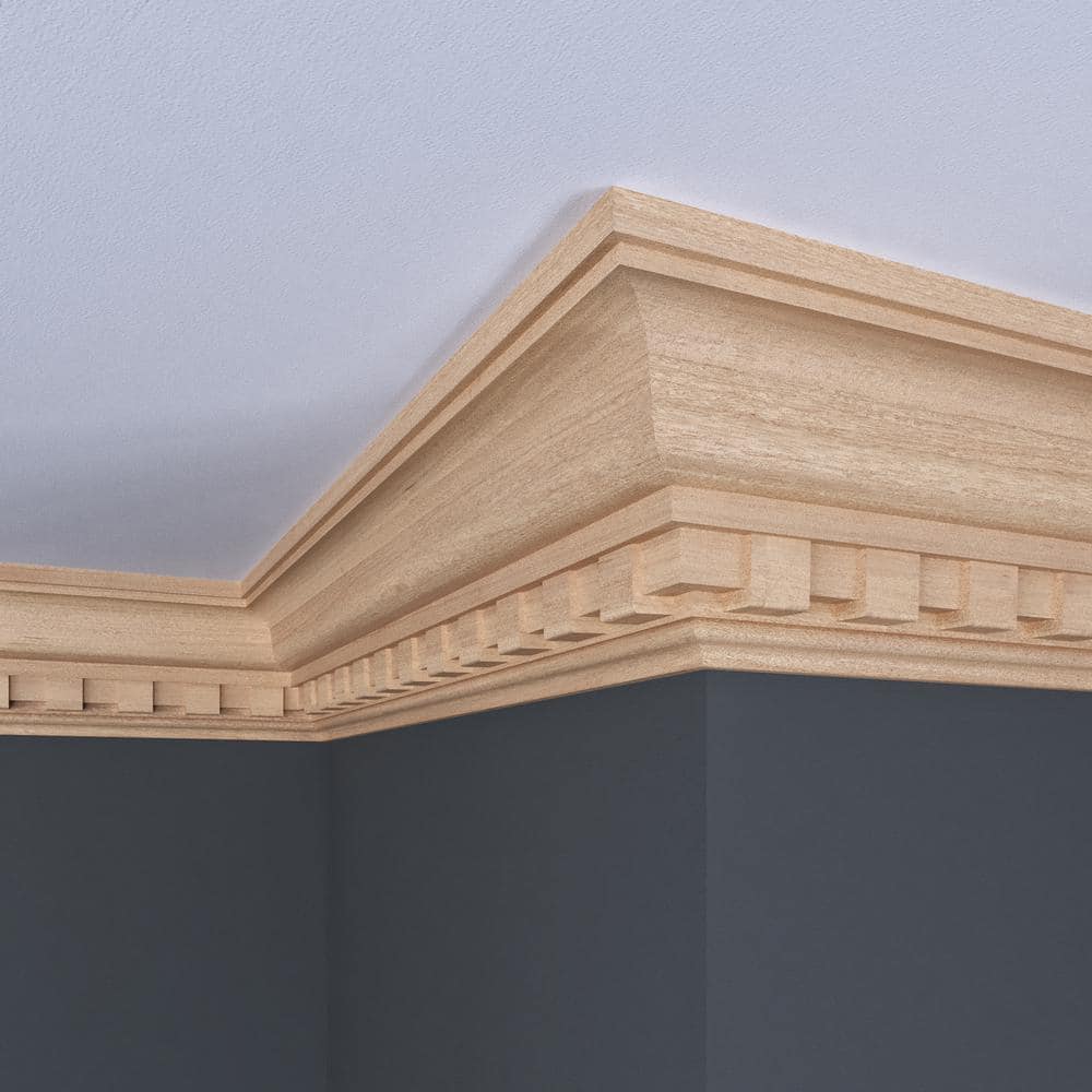 Ornamental Mouldings 1707-4FTWHW 0.843 in. D x 4.5 in. W x 47.5 in. L Unfinished White Hardwood Crown Moulding (2)