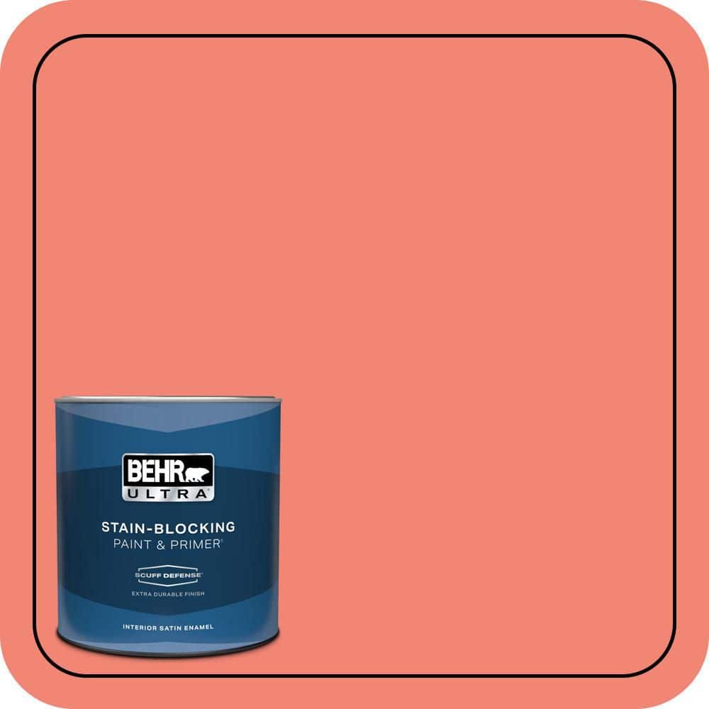 BEHR ULTRA 1 qt. #T16-07 Coralette Extra Durable Satin Enamel Interior Paint & Primer