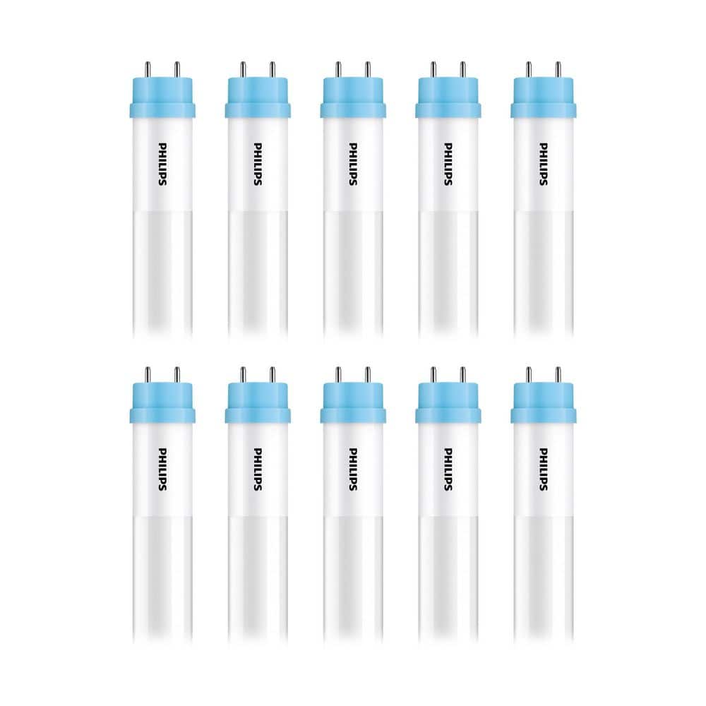 Philips 32-Watt Equivalent 4 ft. T8 Type A Plug and Play Tube G13 Base LED Linear Light Bulb Bright White 3000K (10-Pack)