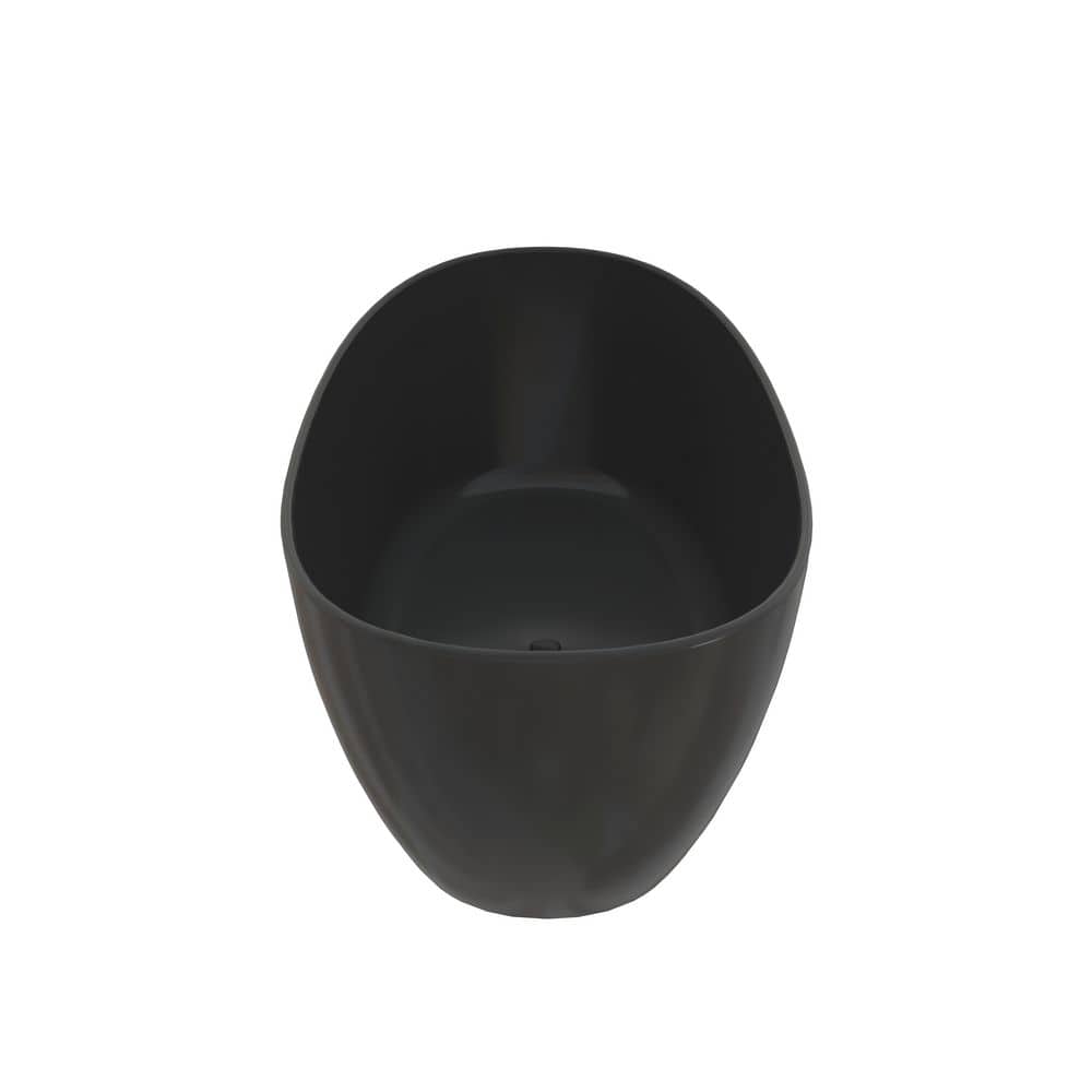 ANGELES HOME 33.46 in. Stone Resin Solid Surface Freestanding Soaking Bathtub with Center Drain (4)