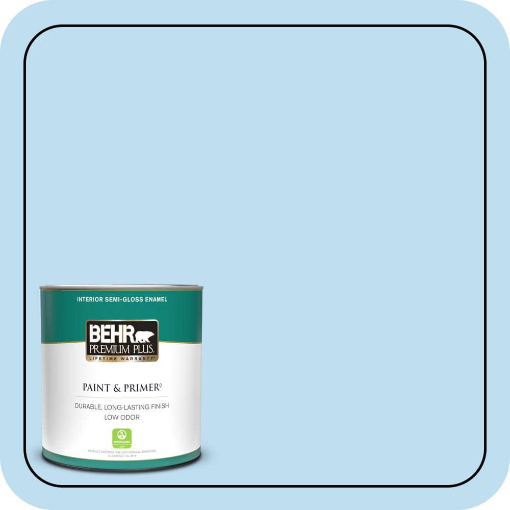 BEHR PREMIUM PLUS 1 qt. #550A-2 Tropical Pool Semi-Gloss Enamel Low Odor Interior Paint & Primer