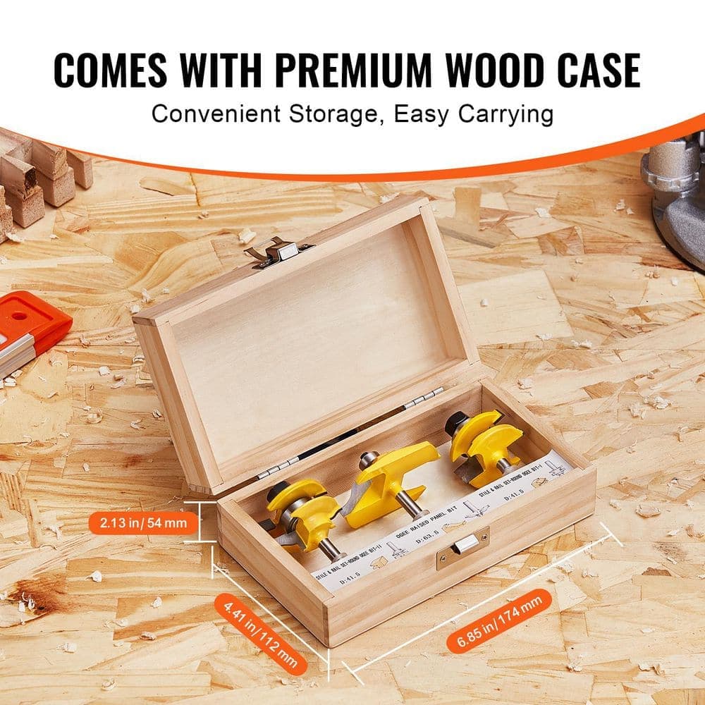SKYSHALO Router Bits Set, Carbide Router Bit Kit with 1/4 in. Shank, Wood Carrying Case, Woodworking Tools for Professional (2)