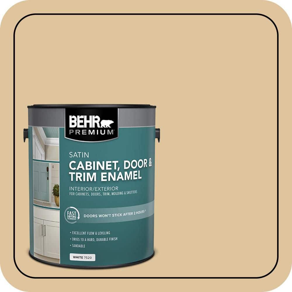 BEHR PREMIUM 1 gal. #S300-3 Almond Cookie Satin Enamel Interior/Exterior Cabinet, Door & Trim Paint