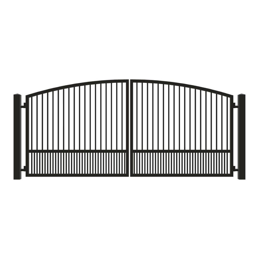 Unbranded Driveway Gate — Swing, Center, Arch, Puppy, Black — 164"W x 72"H