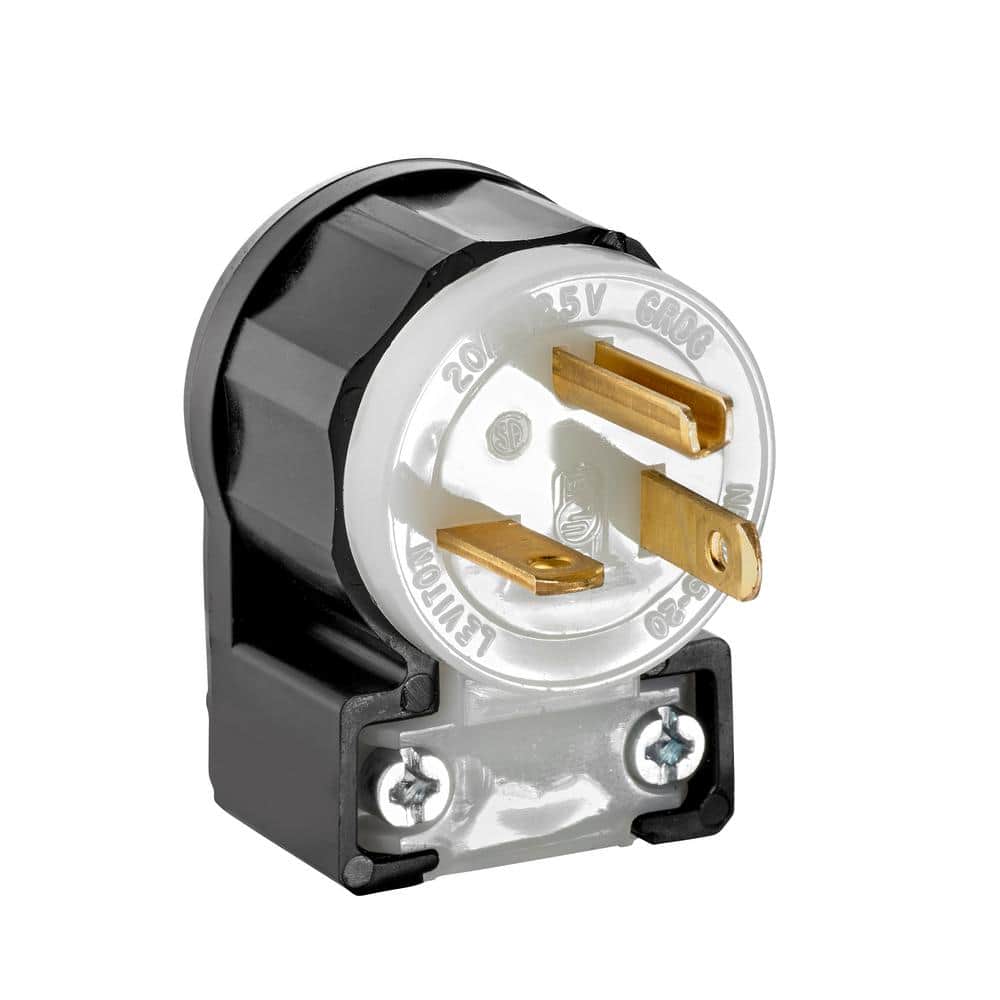 Leviton 20 Amp 125-Volt Angle Plug, Black and White 5366-ACS (1)