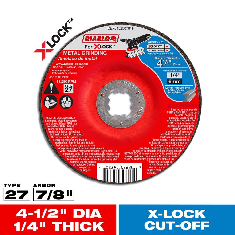 DIABLO 4-1/2 in. Type 27 Metal Grinding Disc for X-Lock and 7/8 in. Arbor Angle Grinders