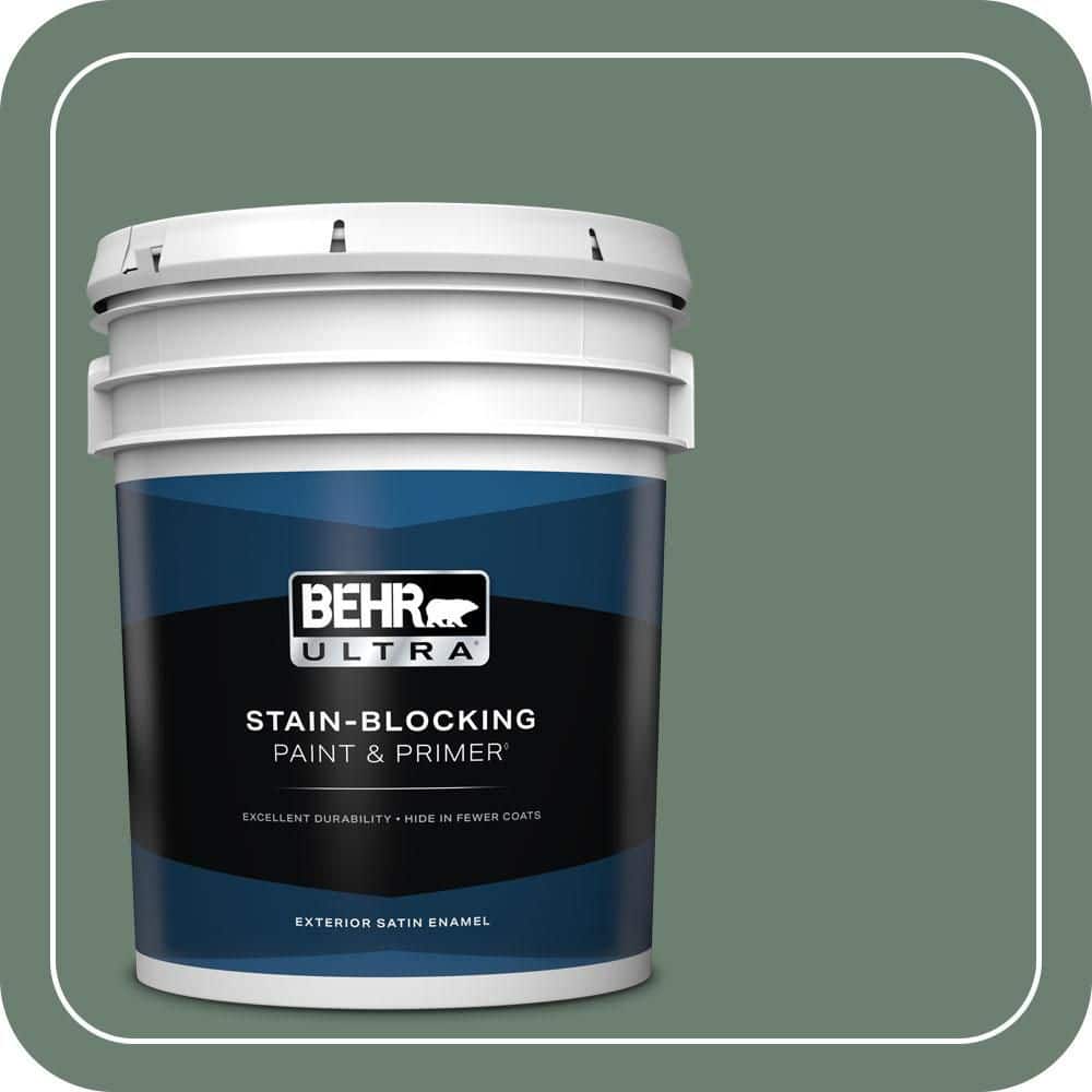 BEHR ULTRA 5 gal. #460F-5 Island Palm Satin Enamel Exterior Paint & Primer