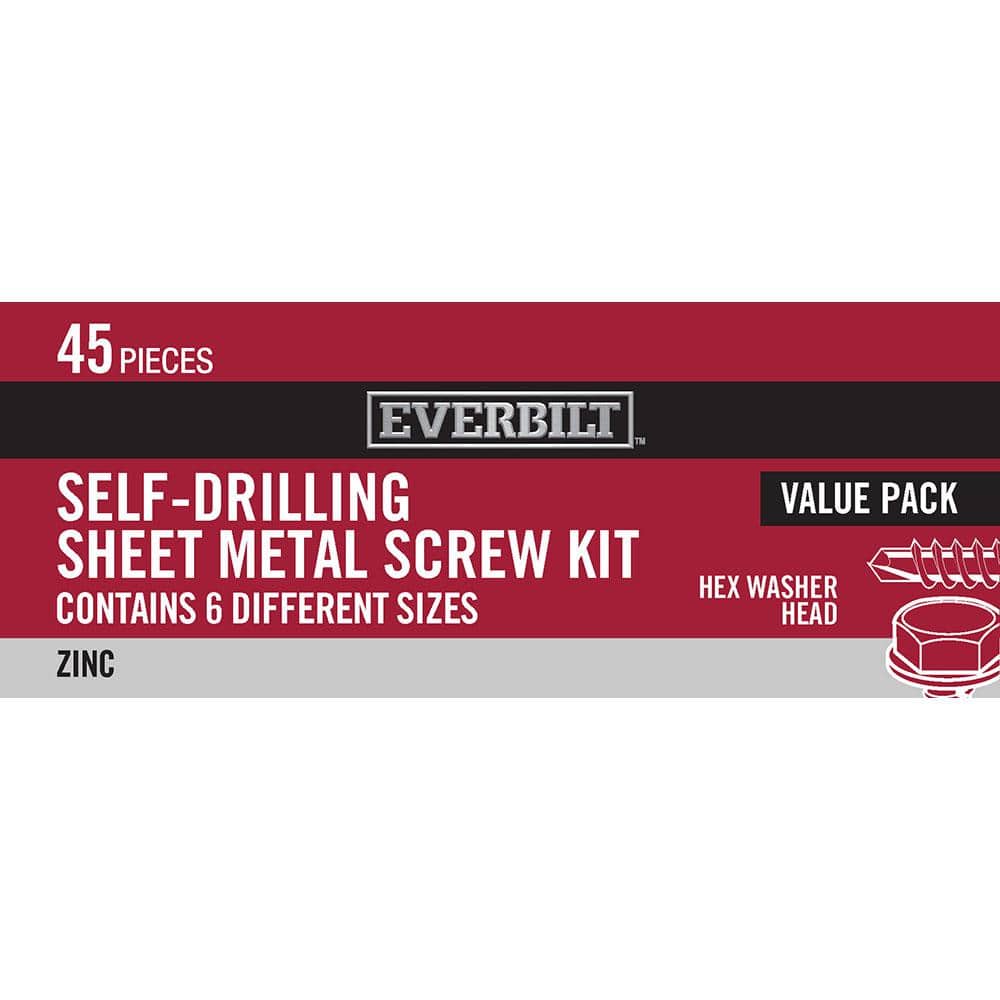 Everbilt 45-Piece Zinc-Plated Self-Drilling Sheet Metal Screw Kit