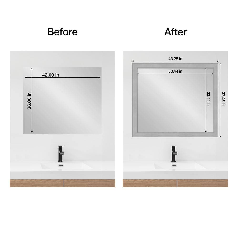 Amanti Art Mirror Makeover VistBrushed Nickel 43.25 in. W x 37.25 in. H Bathroom Mirror Frame Border Kit-Fits a 42 x 36 Mirror (3)