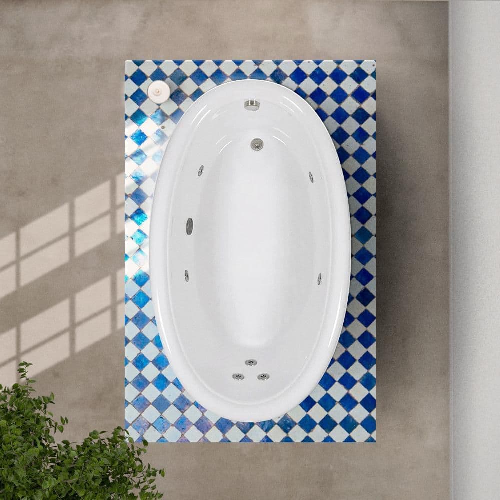 Comfortflo 70 in. x 42 in. Acrylic Oval Drop-in Whirlpool Bathtub with Reversible Drain in White (3)