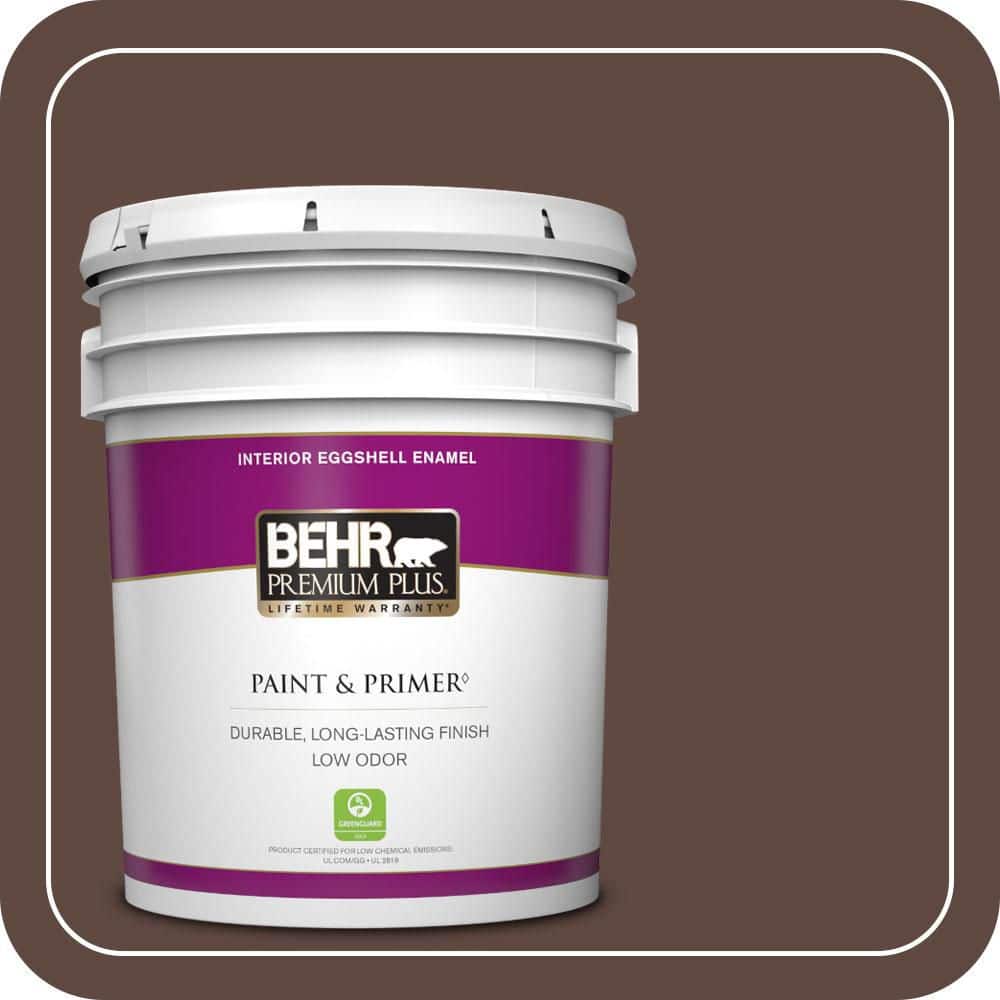 BEHR PREMIUM PLUS 5 gal. #N150-7 Chocolate Therapy Eggshell Enamel Low Odor Interior Paint & Primer
