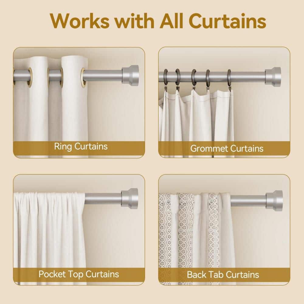 Numhew 32-144 in. Curtain Rods Heavy Duty Adjustable Curtain Rod for Windows, Extra Long Window Treatment Rods (4)