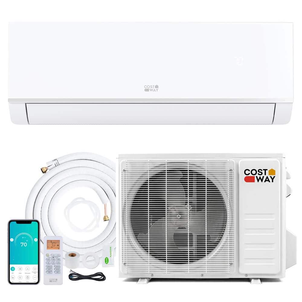 Costway EcoGuard BTU 19-SEER2 0.75-Ton V Mini Split Air Conditioner and Heater with Heat Pumpand Installation Kit