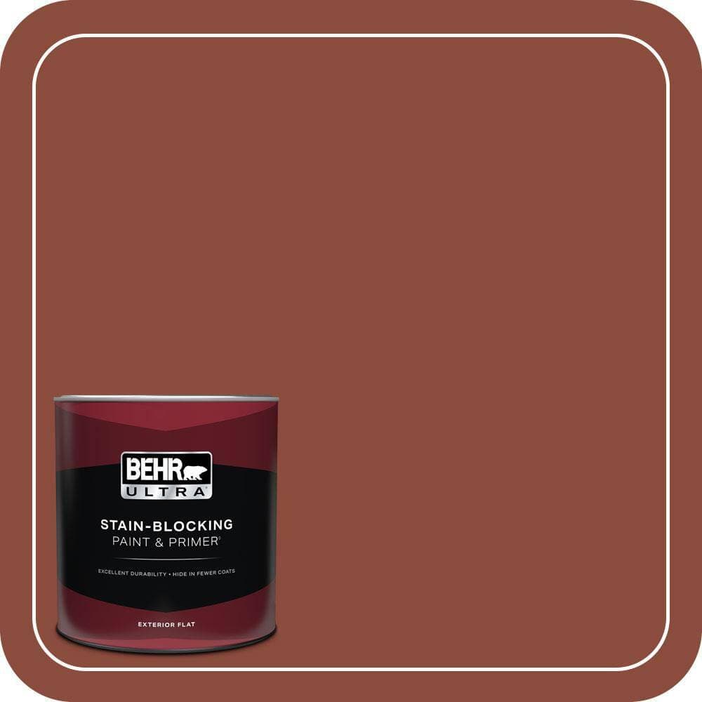 BEHR ULTRA 1 qt. #QE-14 Spiced Red Flat Exterior Paint & Primer