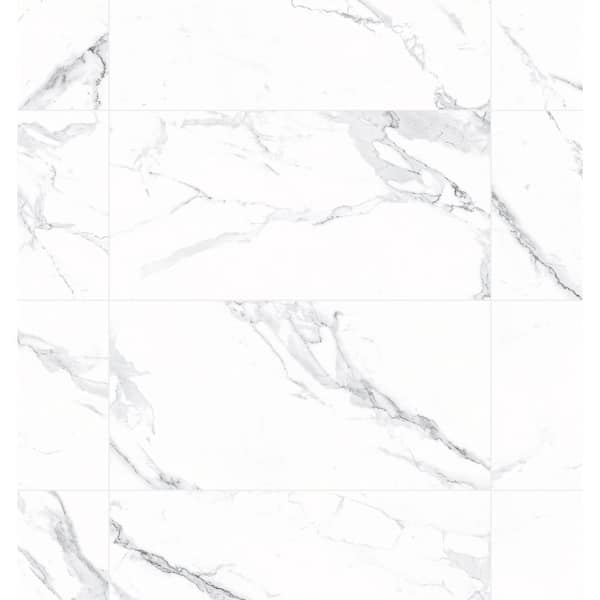 Home Decorators Collection Carrara 12 in. x 24 in. Polished White Porcelain Marble Look Floor and Wall Tile (2 sq. ft./Each)