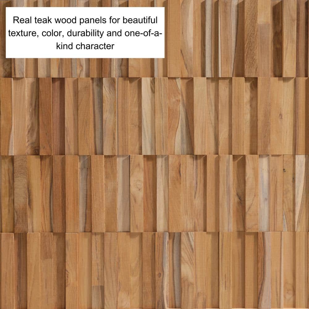 WALL!SUPPLY 0.79 in. x 7.09 in. x 14.17 in. UltraWood Teak Natural Jointless Vertical Wall Paneling (16-Pack) (3)