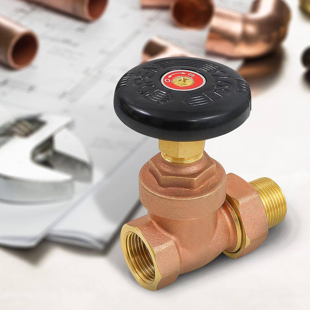 PLUMBFLEX 1-1/4 in. Brass Steam Radiator Gate Valve FIP Male Union, with Molded Thermal Plastic Handle (2)