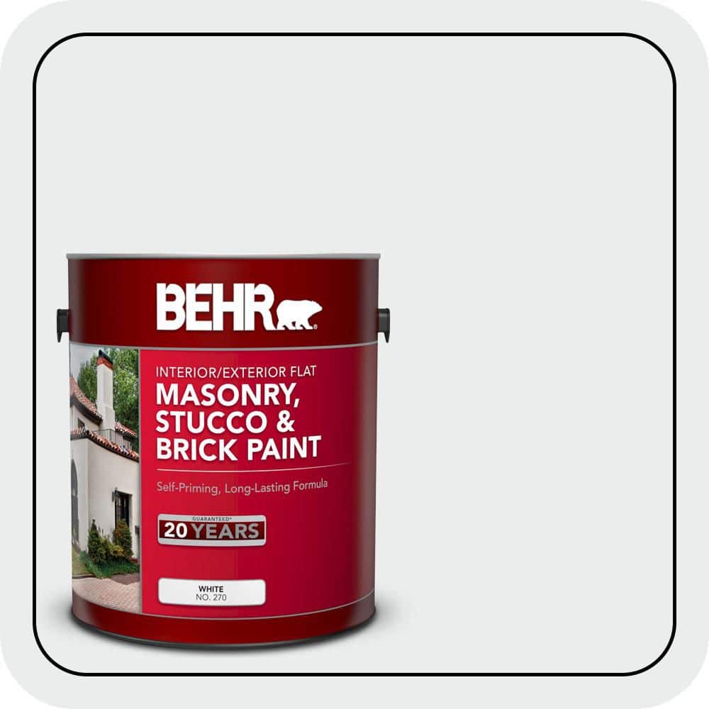 BEHR 1 gal. #BWC-12 Vibrant White Flat Interior/Exterior Masonry, Stucco and Brick Paint (1)
