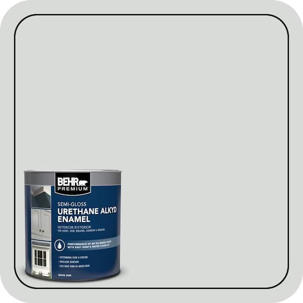 BEHR PREMIUM 1 qt. #N460-1 Evening White Semi-Gloss Enamel Urethane Alkyd Interior/Exterior Paint (2)