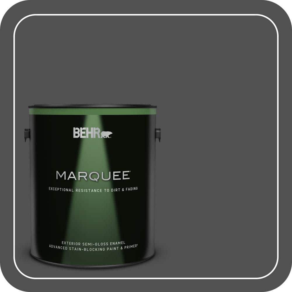 BEHR MARQUEE 1 gal. #N460-7 Space Black Semi-Gloss Enamel Exterior Paint & Primer