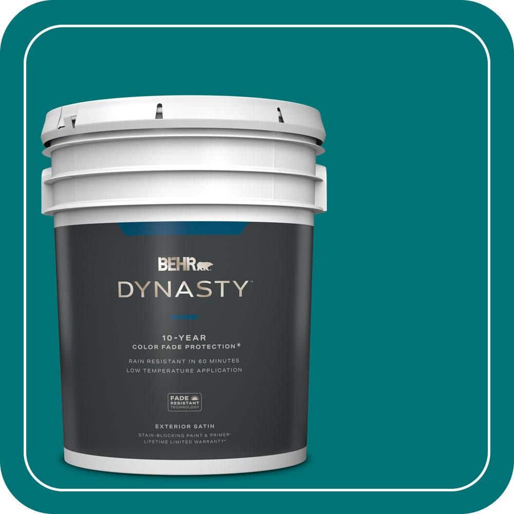 BEHR DYNASTY 5 gal. #T15-3 Essential Teal Satin Enamel Exterior Stain-Blocking Paint & Primer