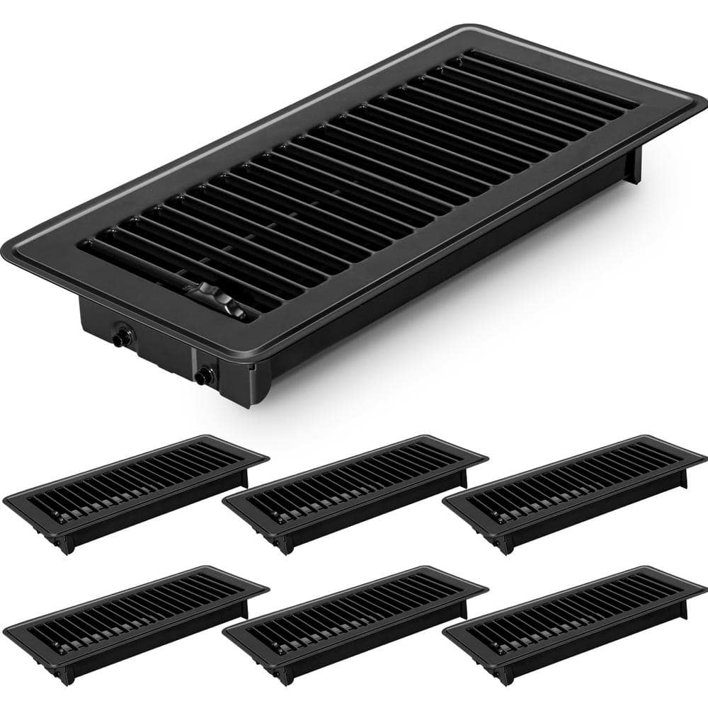 Angel Sar 4 in. x 10 in. Aluminum Floor Vents, Floor Air Vent Covers for Home Floor Wall Ceiling (6-Pack, Black)